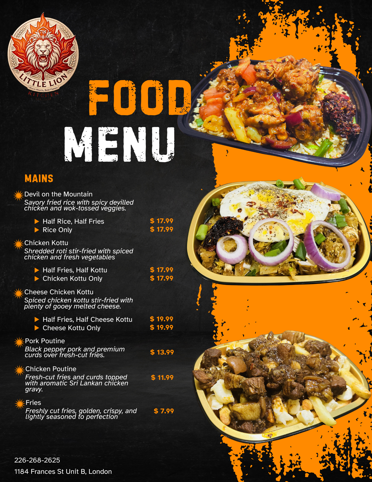 Little Lion Kitchen Menu Page 1